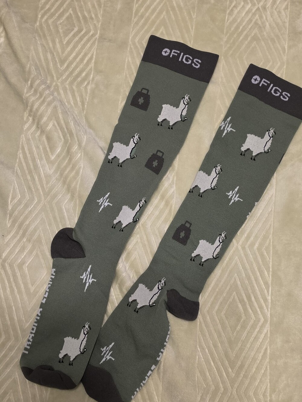 New Figs Compression Socks Green Llama